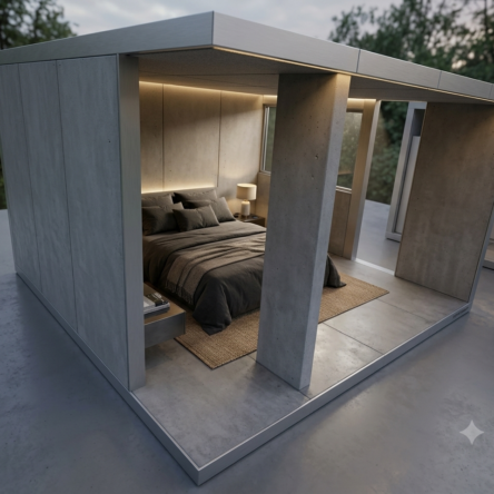 Módulo Recamara Dúplex de 4.88 x 4.88 x 3 metros